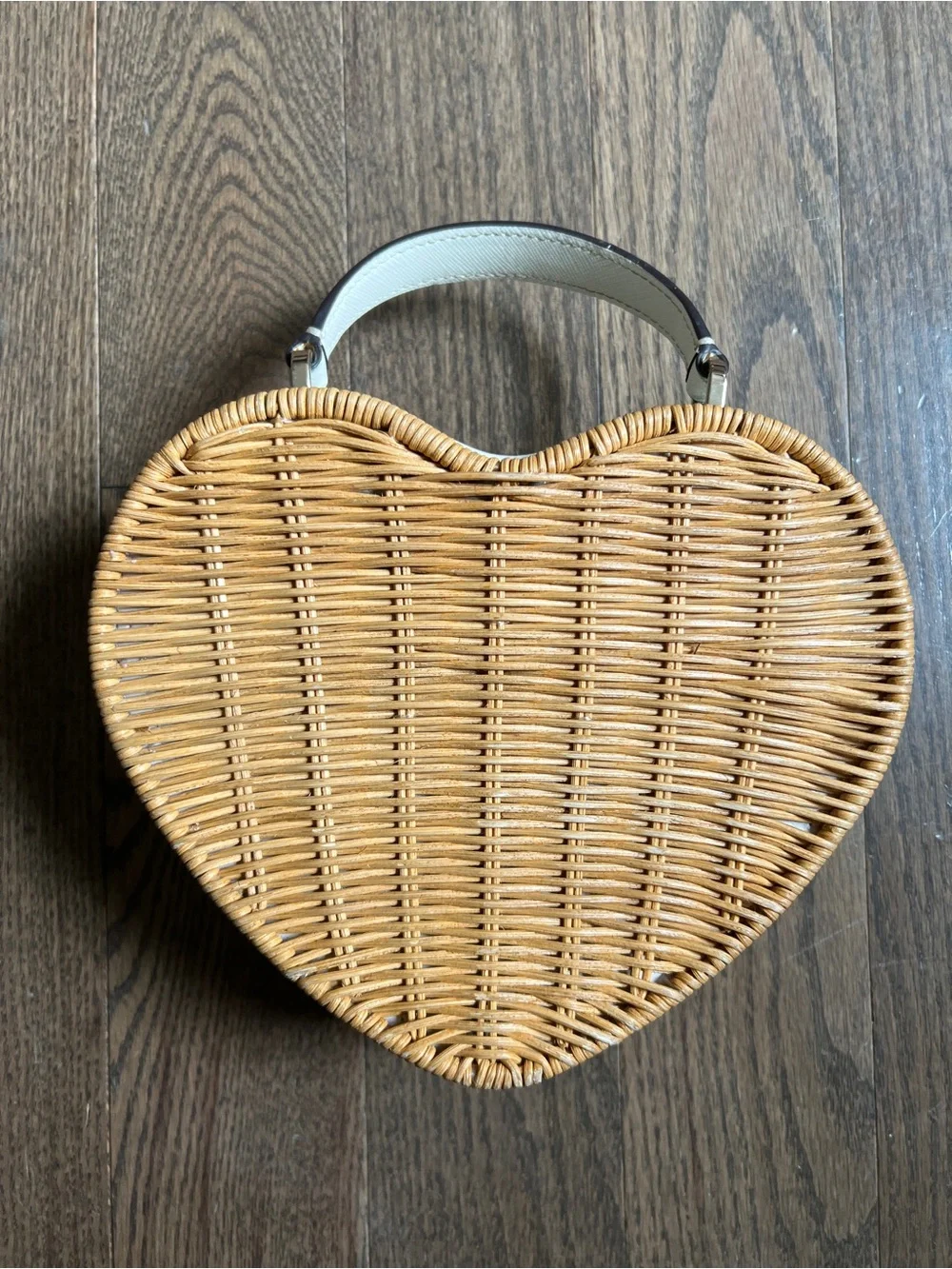 kate spade Heart-Shaped Woven Top-Handle Bag by purse  in Natural Tan